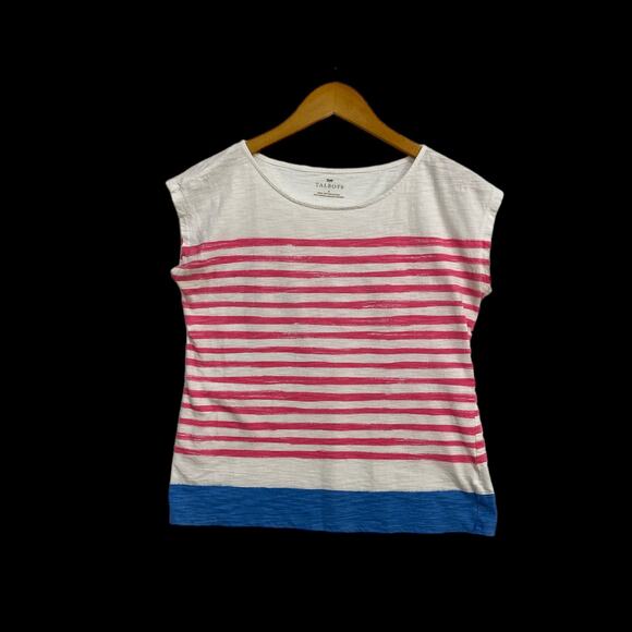 Talbots Sleeveless Top Women's Small White Striped Round Neck Shirt 100% Cotton - Picture 3 of 10